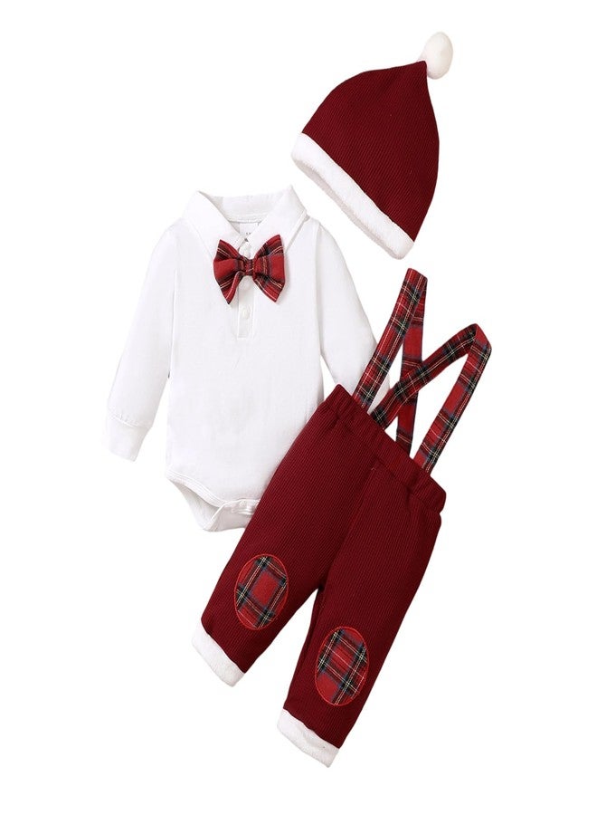 Thorn Tree Baby Boy Christmas Outfit Infant Dress Clothes Bow Tie Shirt Suspenders Pants Hat Toddler Fall Winter Outfits (Multi-color, 9-12 Months) - Image 1